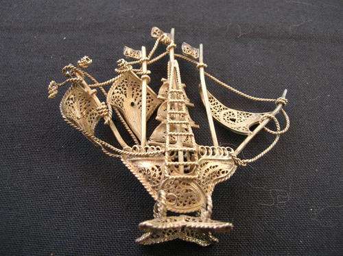 DELIGHTFUL SILVER FILIGREE GALLEON