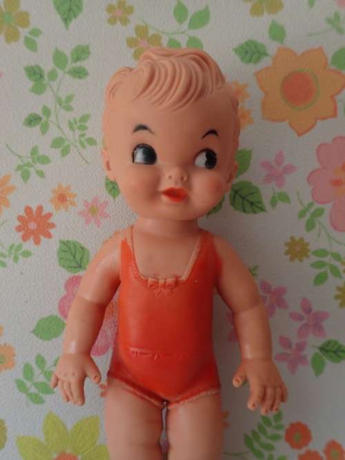 Vintage Rubber Figurine Little Girl in Bathing Costume
