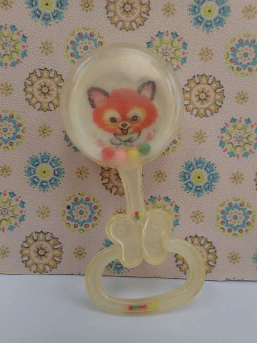 Vintage Baby Toy Rattle Fox