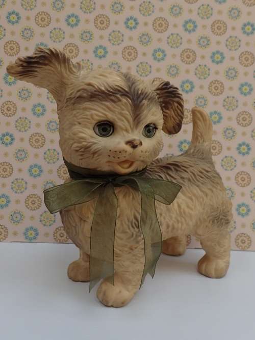 Vintage Squeaky Toy 'Woofie The Loveable Pup' Green Eyes