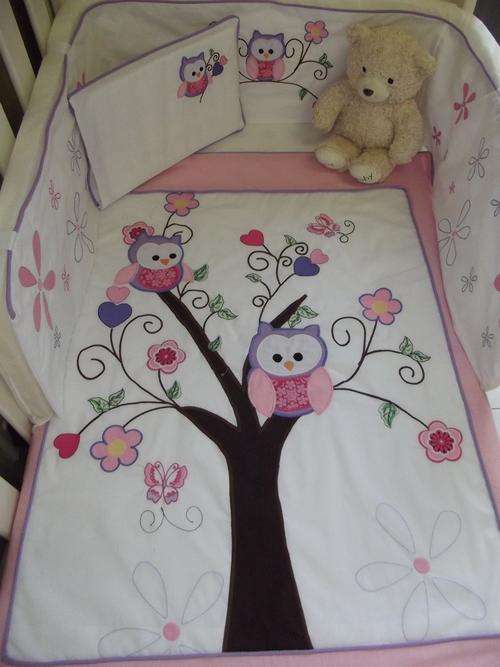 Owls Embroidered 7 Piece Baby Linen Sets