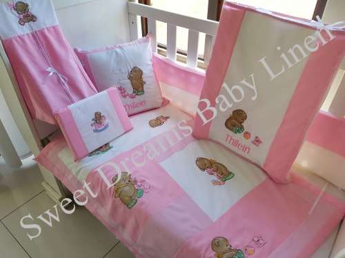 Embroidered Bear 7 Piece Baby Bedding Set - Reserved for Khumoglo