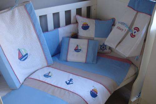 Nautical Appliqued 7 Piece Baby Bedding Set