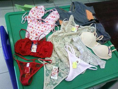 lingerie hamper size M- Contains bras, panties, camies, nighties, swim wear, g-string & more