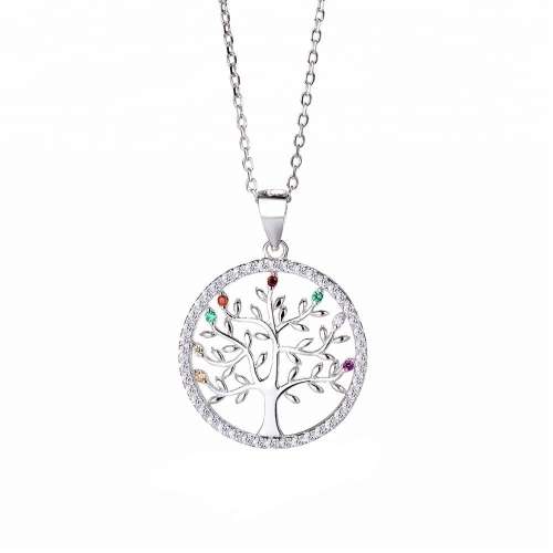 Tree of Life Necklace with Cubic Zirconia Stones