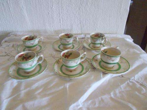 Vintage set of six demitasse gridely coffee cups and saucers