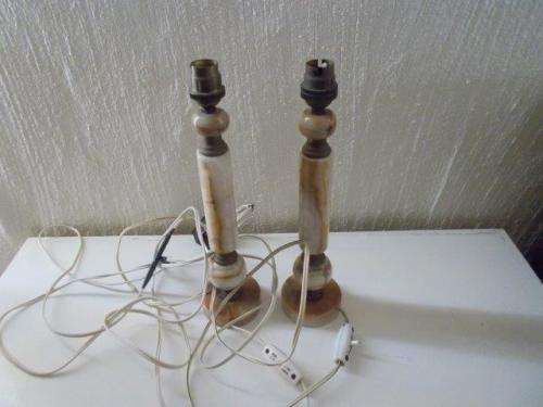 A pair of marble style  lamp bases