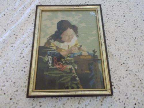 Small framed tapestry of a lady