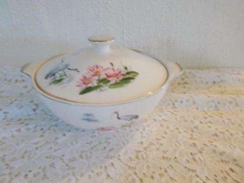 Vintage alfred meakin flamingo pattern porcelain veggie dish