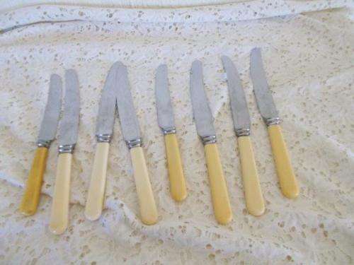 8 X vintage bone handle knifes