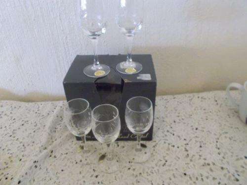 Boxed set of five Vitria lead crystal cherry drinking glass