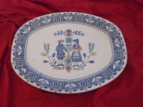 Nice blue and white in the dutch style vintage porcelain meat platter