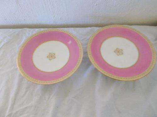 Vintage pretty in pink a pair of porcelain cake tazza's