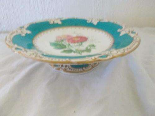 Nice vintage porcelain   turquoise  cake tazza