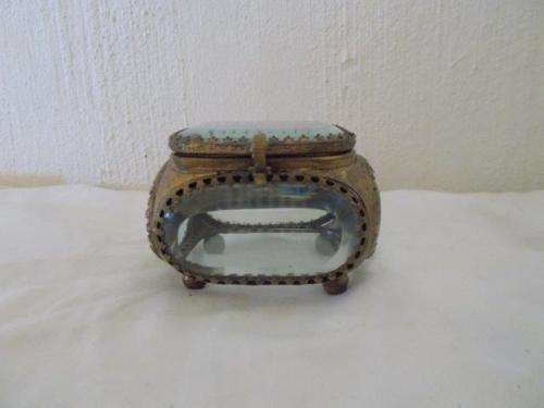 Vintage style glass and metal trinket box