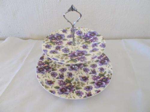 stunning two tear maxwell willams cake plate stand cream pansy
