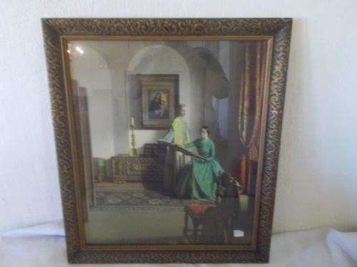 Stunning large Victorian scene print behind glass