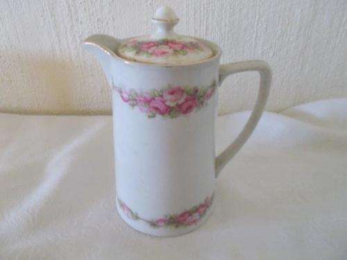 Vintage pretty decorated with flowers porcelain small water or coffee pot