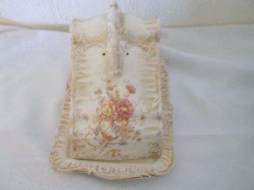 Stunning vintage pretty in pink rose pattern Victorian looking large cheese dish