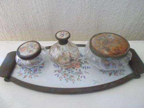 nice vintage dressing table set on tray