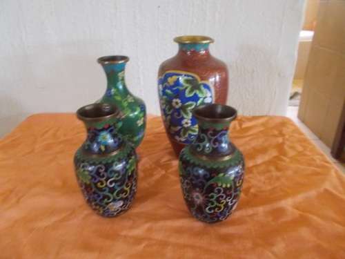 Four nice assorted cloisonne vases