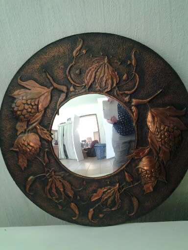 Stunning large copper convex glass wall mirror