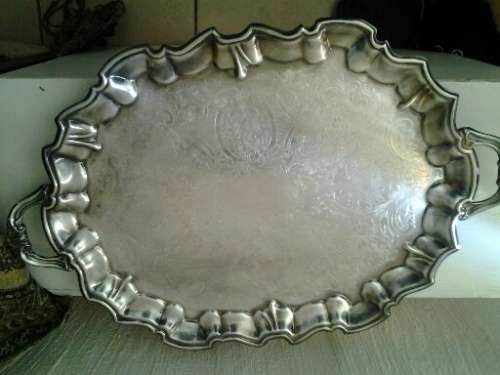very nice large silver plated tea try with claw feet