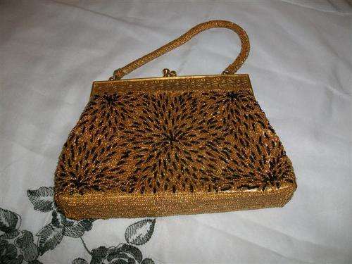 Lovely gold and black vintage beaded bag