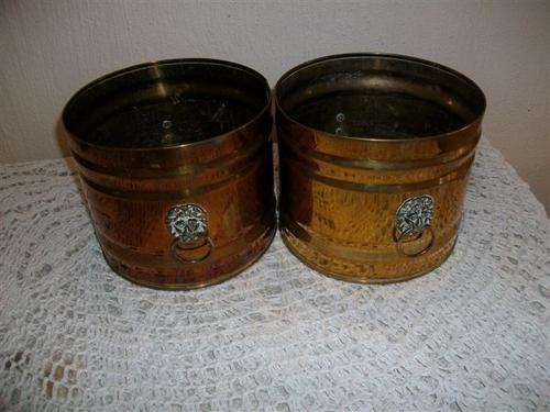 Lovely pair of brass pot plant holders