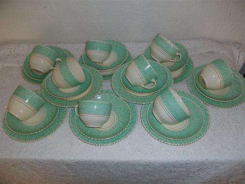 1930's art deco burleighwear set of eight trio's