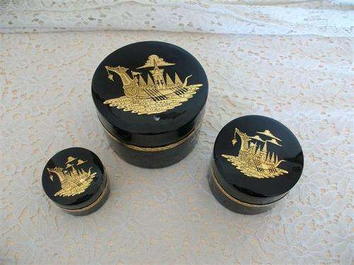 a set of three lovely chiense style lacquer trinket boxes