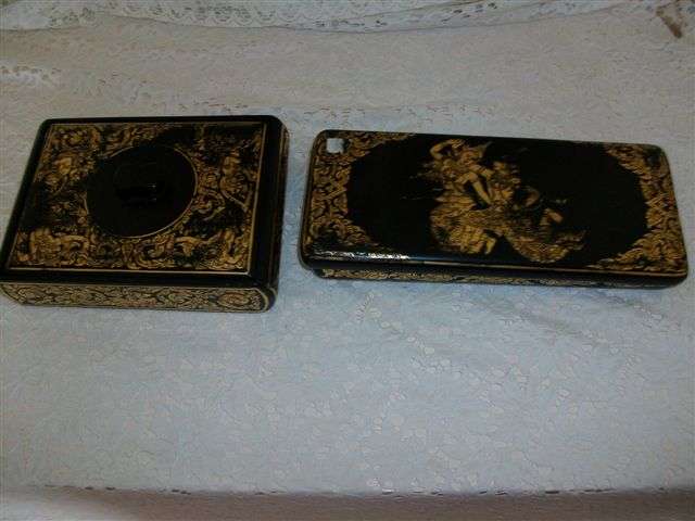 Two interesting indian style lacquer trinket boxes