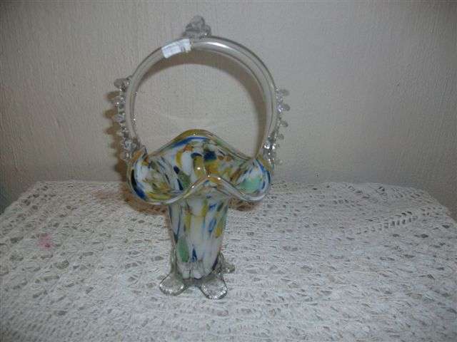 Absolutely Gorgeous colourful venetian glass basket
