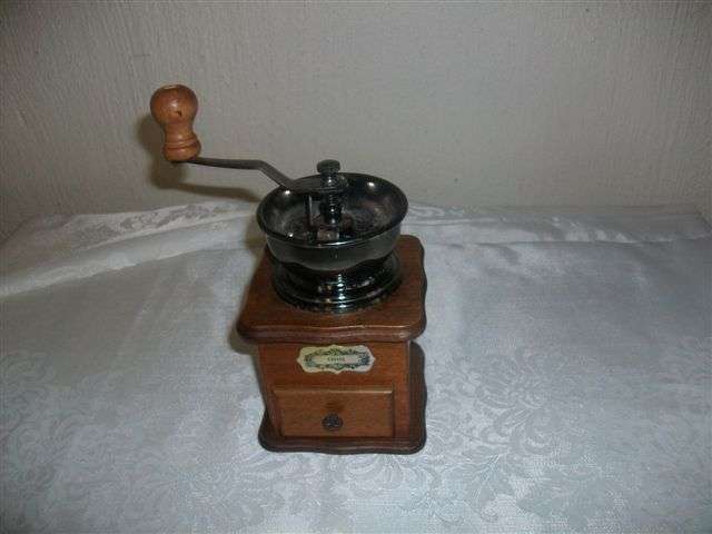 Ornamental wooden coffee grinder