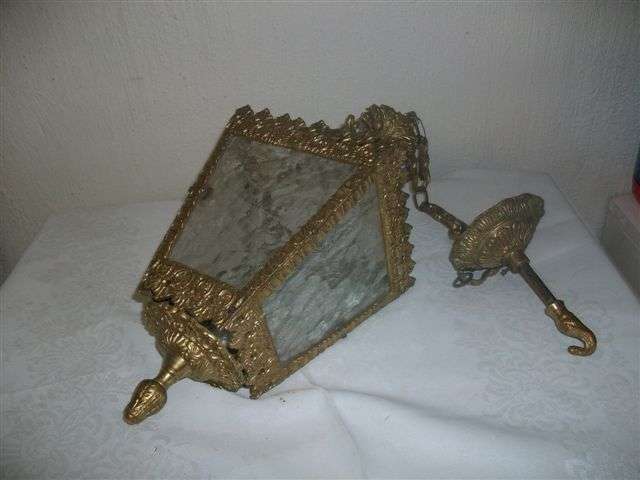 Stunning vintage brass looking and glass ceiling lamp