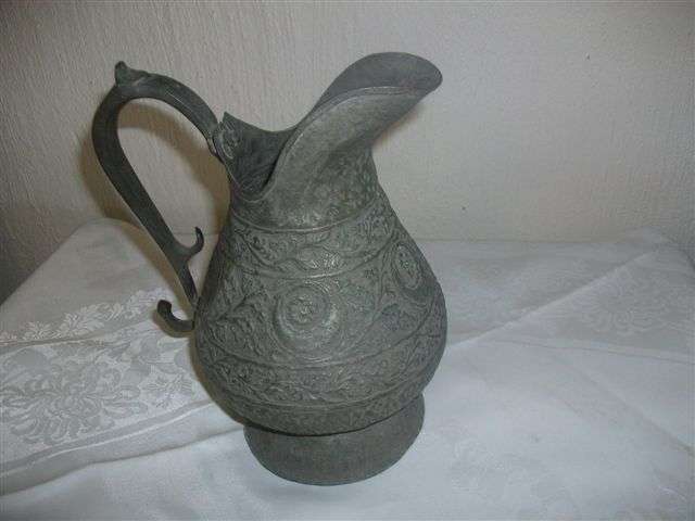 Vintage pewter ornate jug