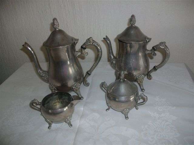 Four piece vintage silver plated tea set no tray