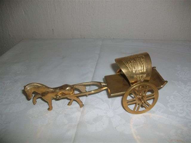 Vintage brass horse and cart