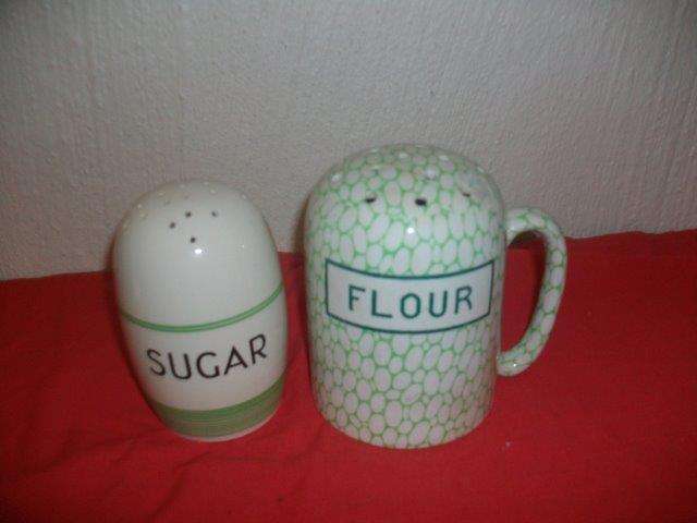Vintage ceramic flour and sugar shakers