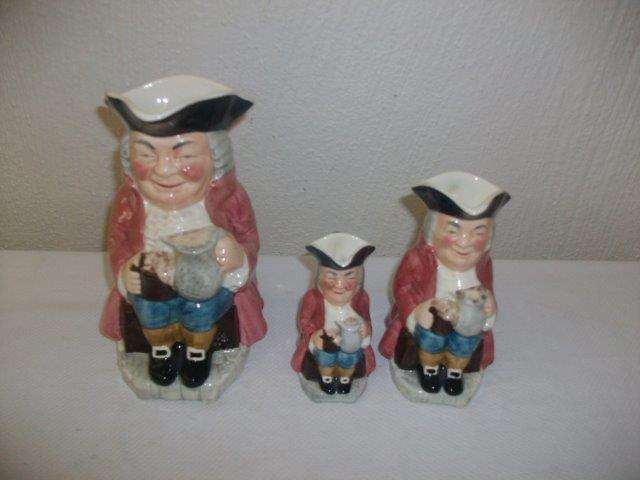 A set of three collectable staffordshire toby character sylavac jugs