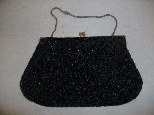 Vintage ladies black beaded bag