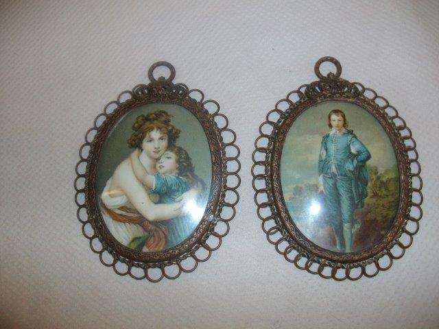 Two lovely vintage frames with vintage prints behind glass