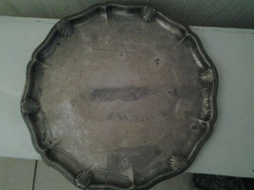 round silver plated tea tray