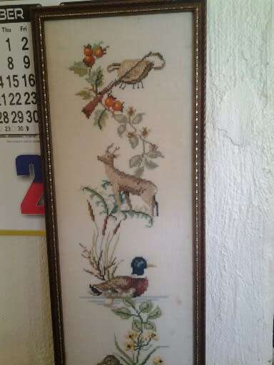 large framed animal scene taperstry