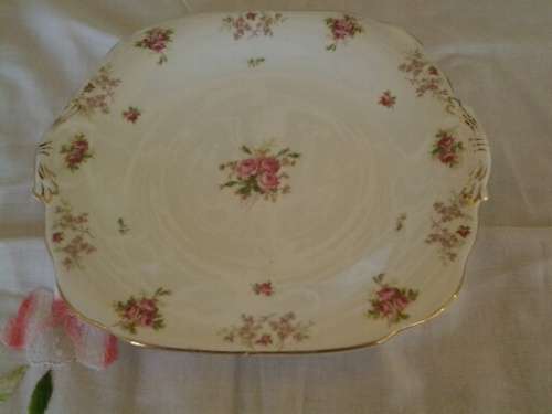 pretty pink floarl pattern grovender china cake plate