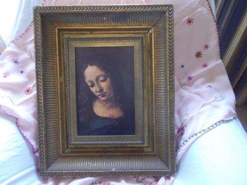 stunning framed vintage oil on board of a woman