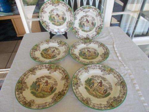 set of six copeland spode vintage plates