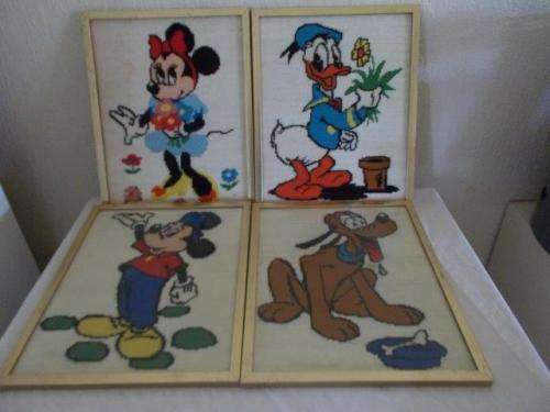 Four cute disney themed framed tapestries