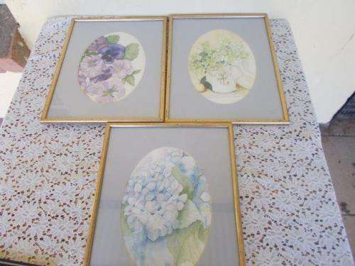 three stunning framed behind glass stunning floarl prints