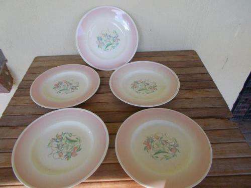 Five nice susie copper dinner plates